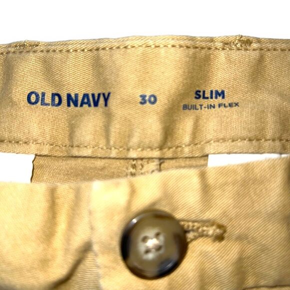 Old Navy Mens Khaki Chino Shorts Slim Fit Built In Flex Tan Size 30 - Picture 3 of 7